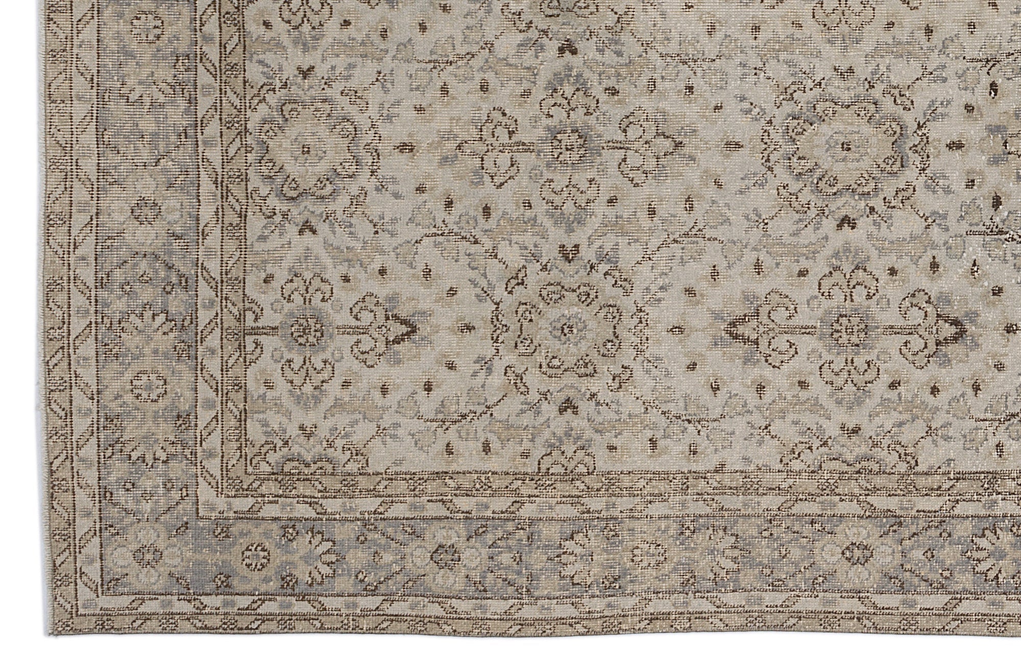 Atina 8665 Beige Vintage Wool Handmade Area Rug 6'3" x 9'7"