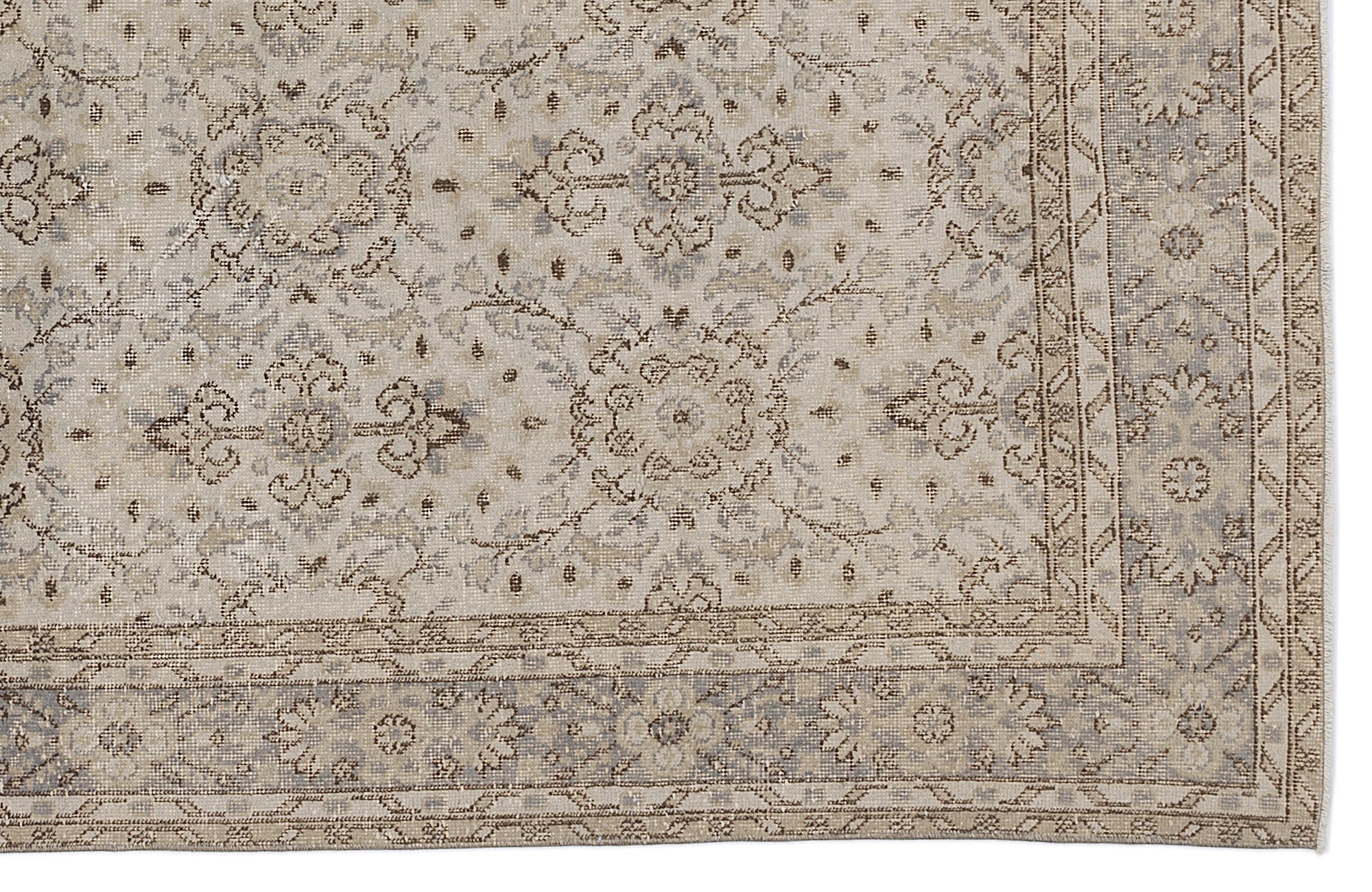 Atina 8665 Beige Vintage Wool Handmade Area Rug 6'3" x 9'7"