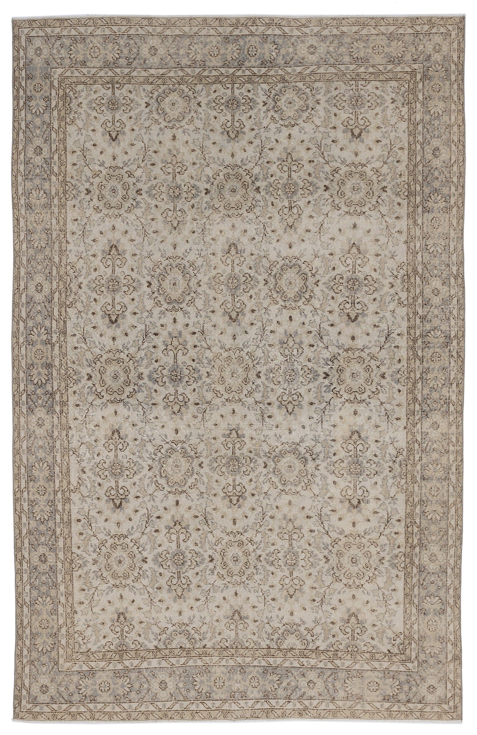 Atina 8665 Beige Vintage Wool Handmade Area Rug 6'3" x 9'7"