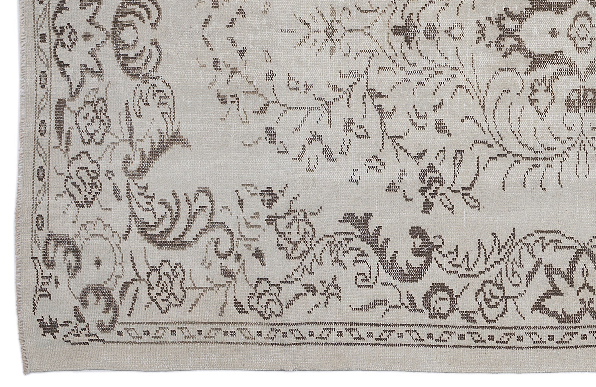 Atina 8692 Beige Vintage Wool Handmade Area Rug 5'2" x 8'11"