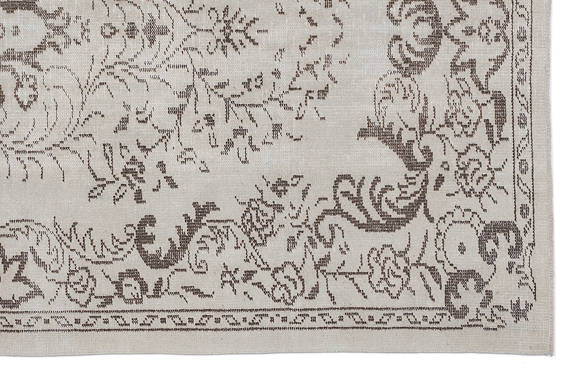 Atina 8692 Beige Vintage Wool Handmade Area Rug 5'2" x 8'11"