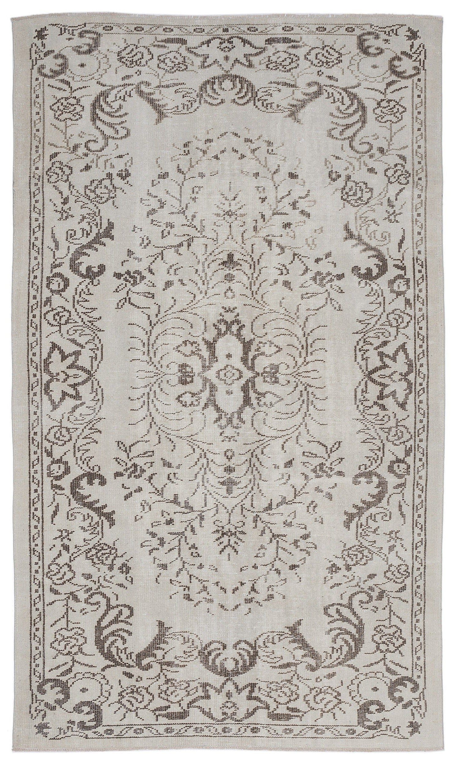 Atina 8692 Beige Vintage Wool Handmade Area Rug 5'2" x 8'11"