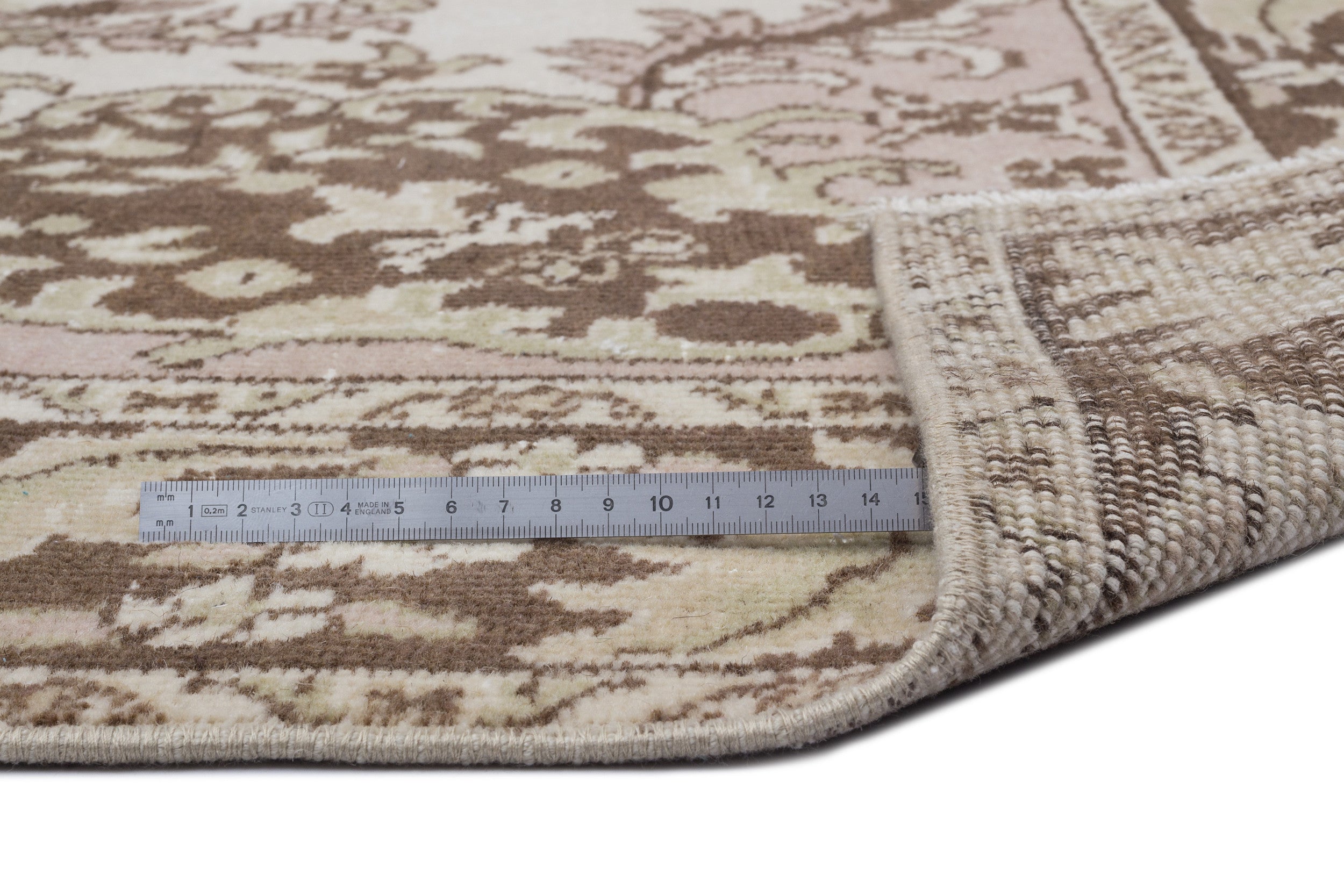 Atina 8694 Beige Vintage Wool Handmade Area Rug 5'6" x 9'4"