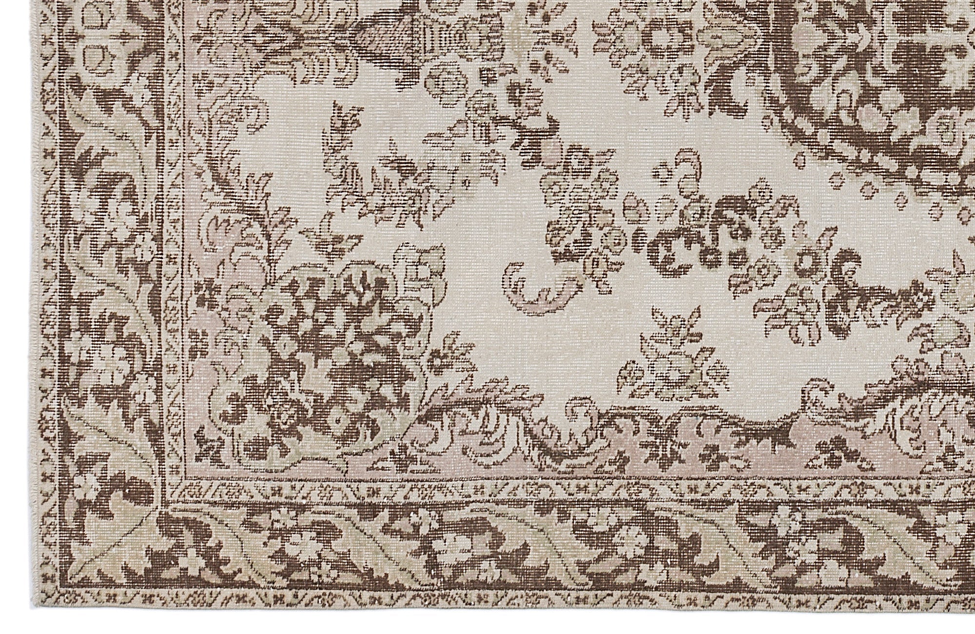 Atina 8694 Beige Vintage Wool Handmade Area Rug 5'6" x 9'4"