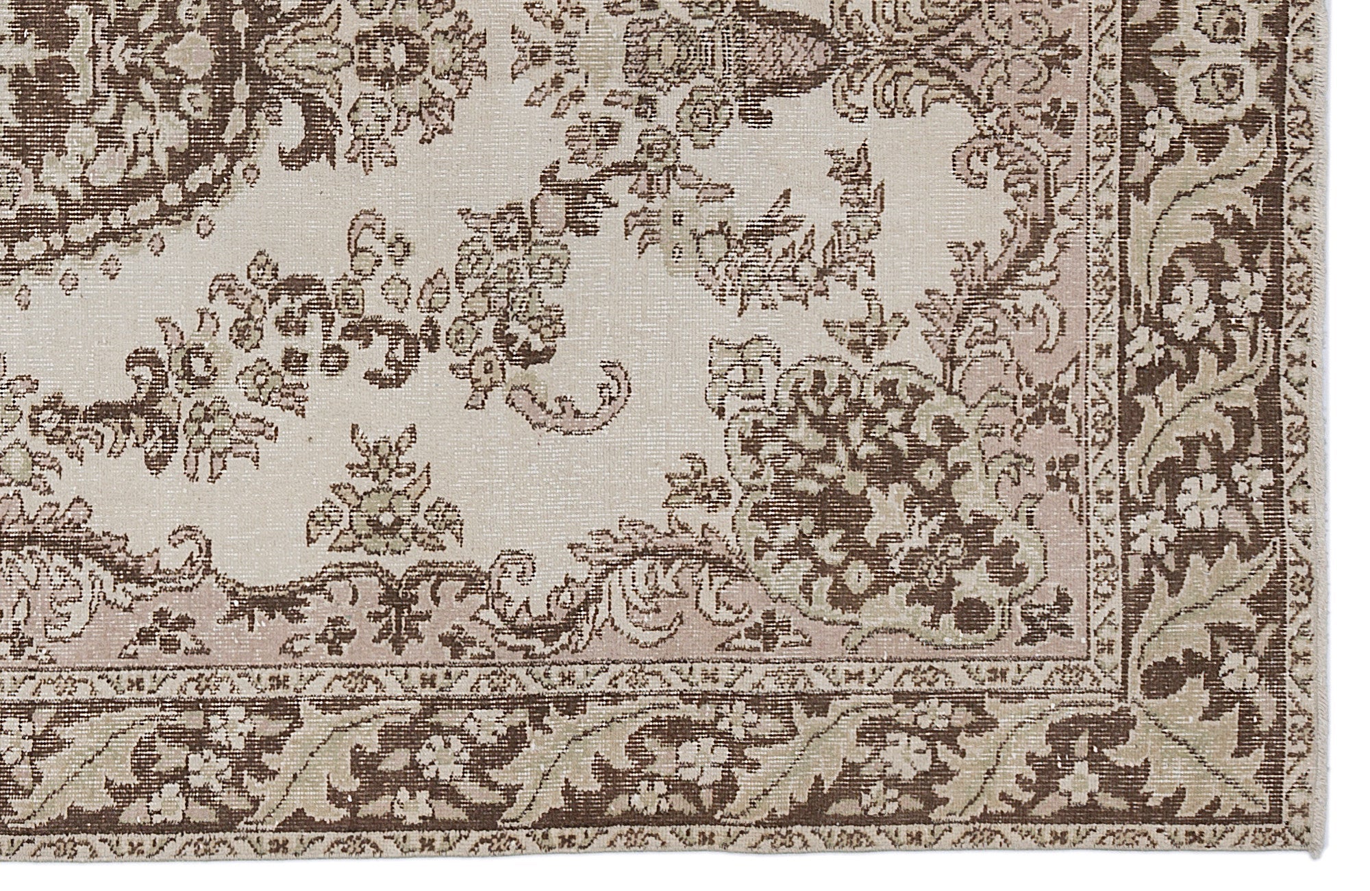 Atina 8694 Beige Vintage Wool Handmade Area Rug 5'6" x 9'4"