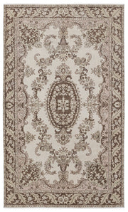 Atina 8694 Beige Vintage Wool Handmade Area Rug 5'6" x 9'4"