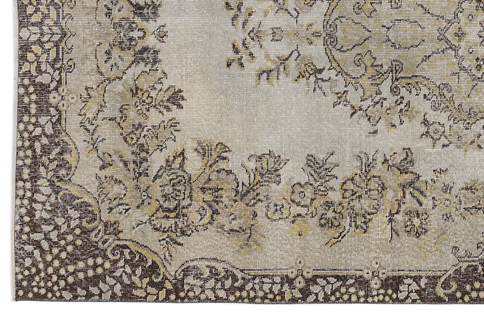 Atina 8695 Beige Vintage Wool Handmade Area Rug 5'5" x 9'5"