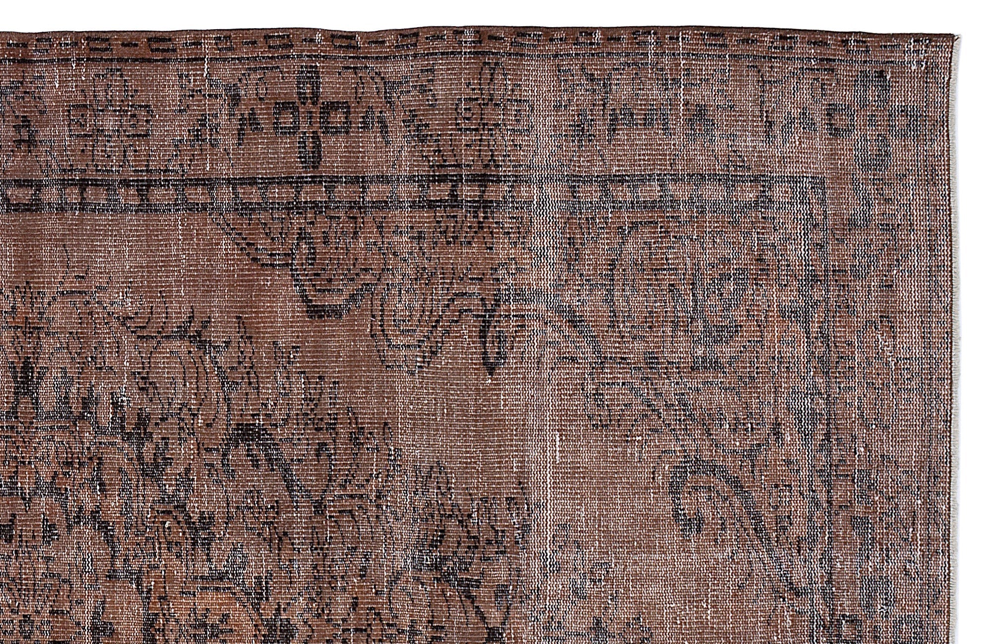 Atina Brown Vintage Wool Handmade Area Rug 5'6" x 9'7"