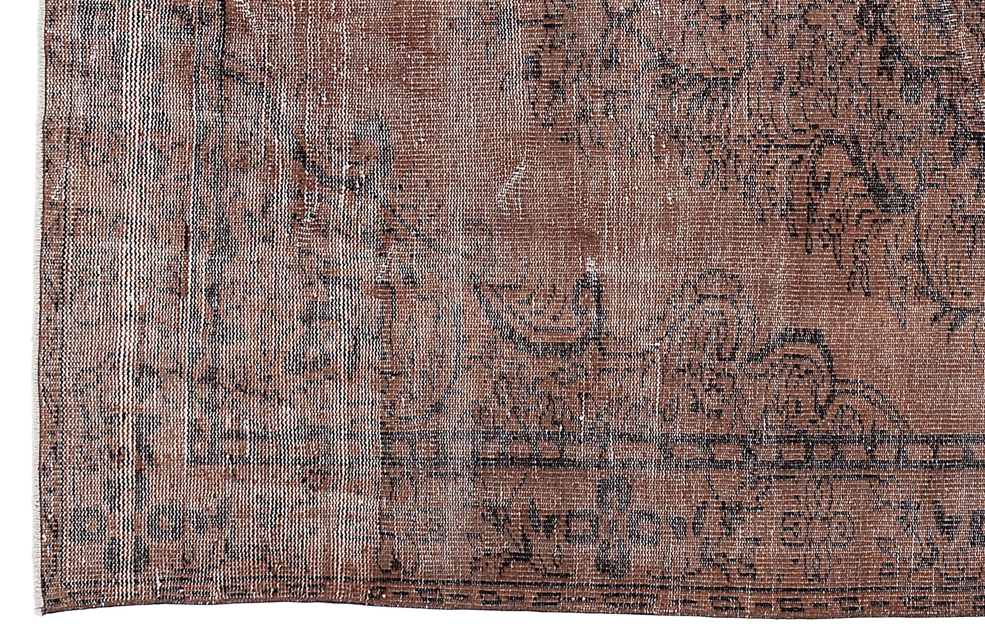 Atina Brown Vintage Wool Handmade Area Rug 5'6" x 9'7"