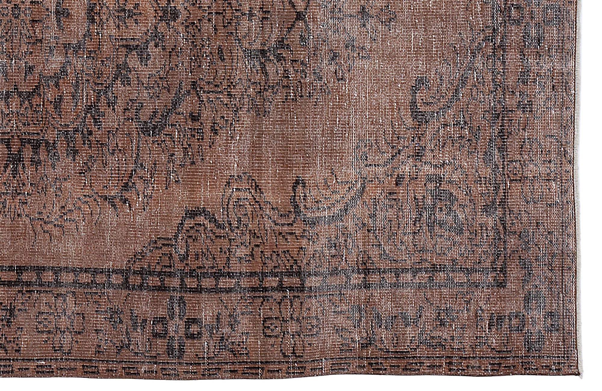 Atina Brown Vintage Wool Handmade Area Rug 5'6" x 9'7"