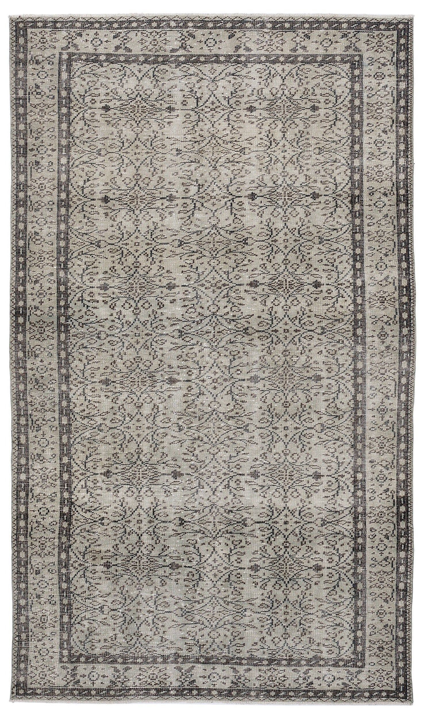 Atina 8702 Beige Vintage Wool Handmade Area Rug 5'5" x 9'0"