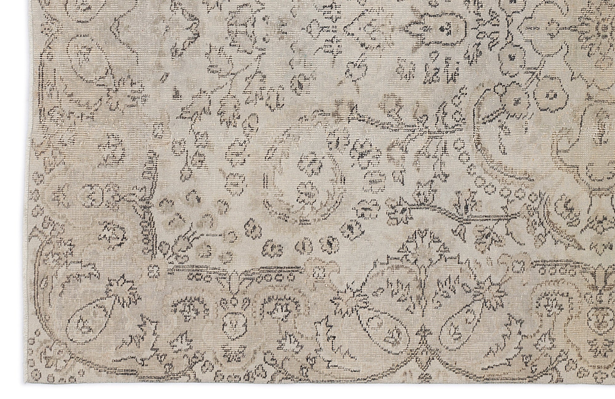 Atina 8715 Beige Vintage Wool Handmade Area Rug 5'7" x 9'7"