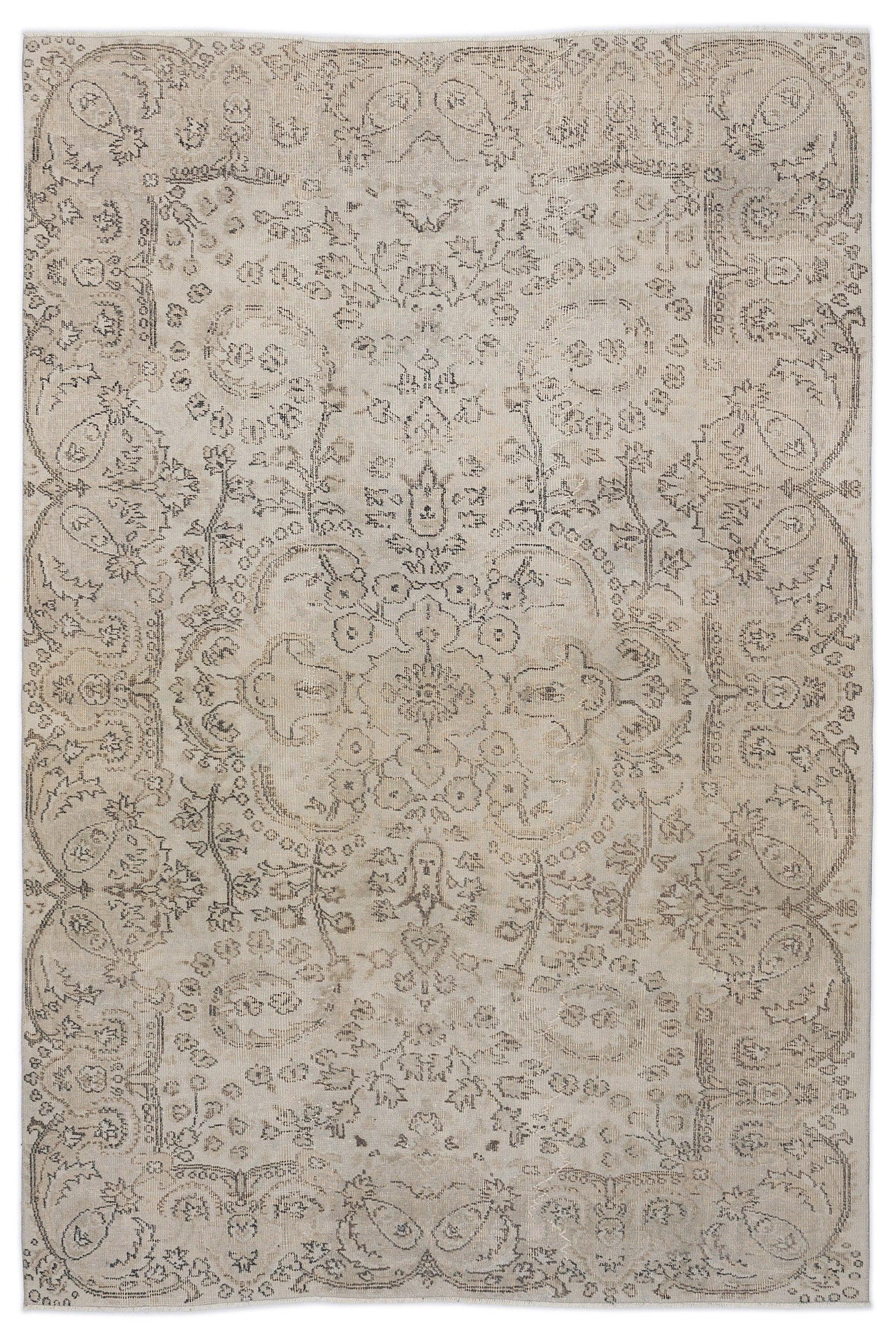 Atina 8715 Beige Vintage Wool Handmade Area Rug 5'7" x 9'7"