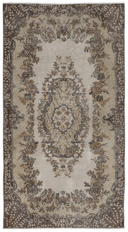 Atina Beige Vintage Wool Handmade Area Rug 3'7" x 6'9"