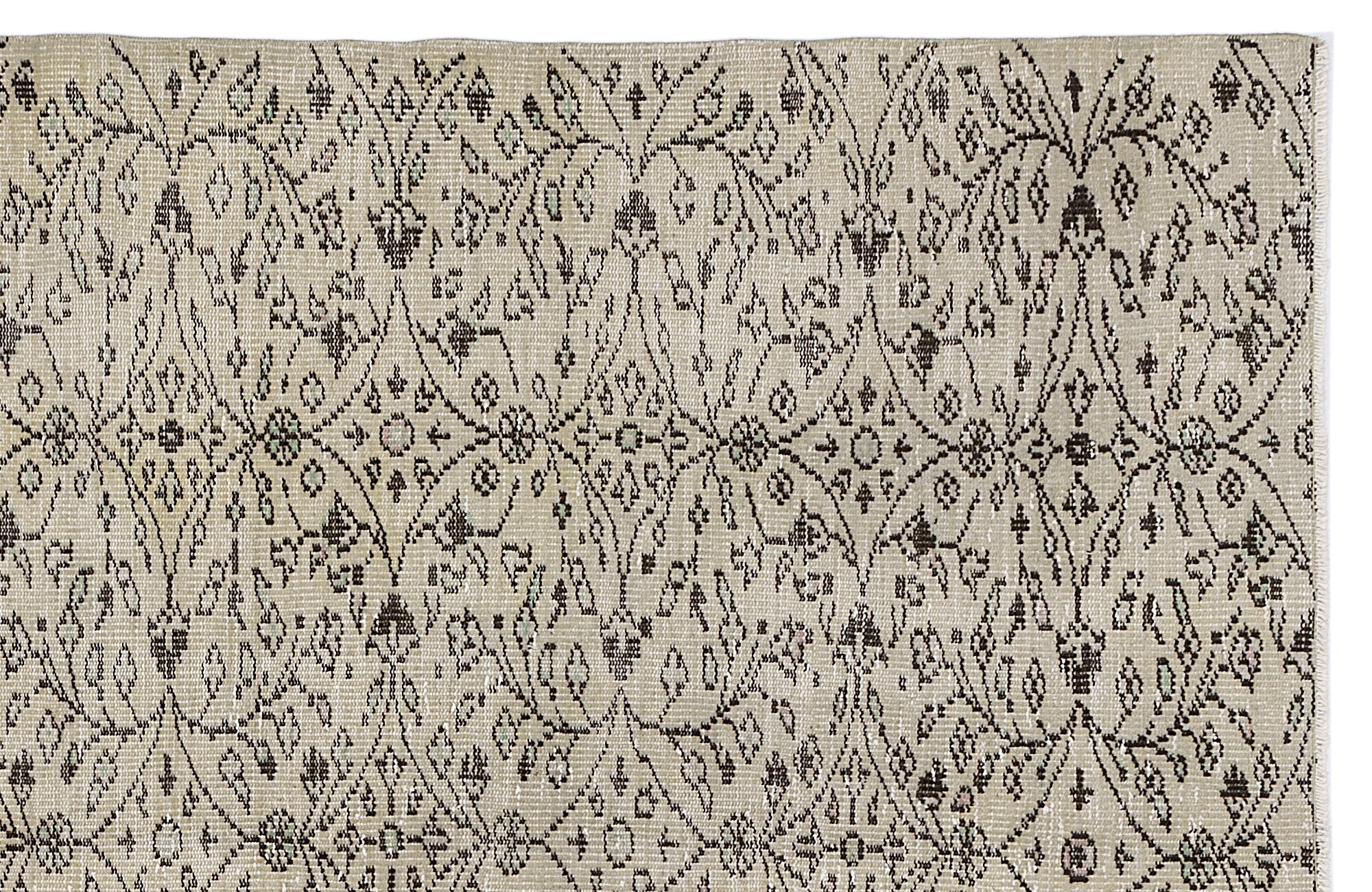 Atina Beige Vintage Wool Handmade Area Rug 5'5" x 8'11"