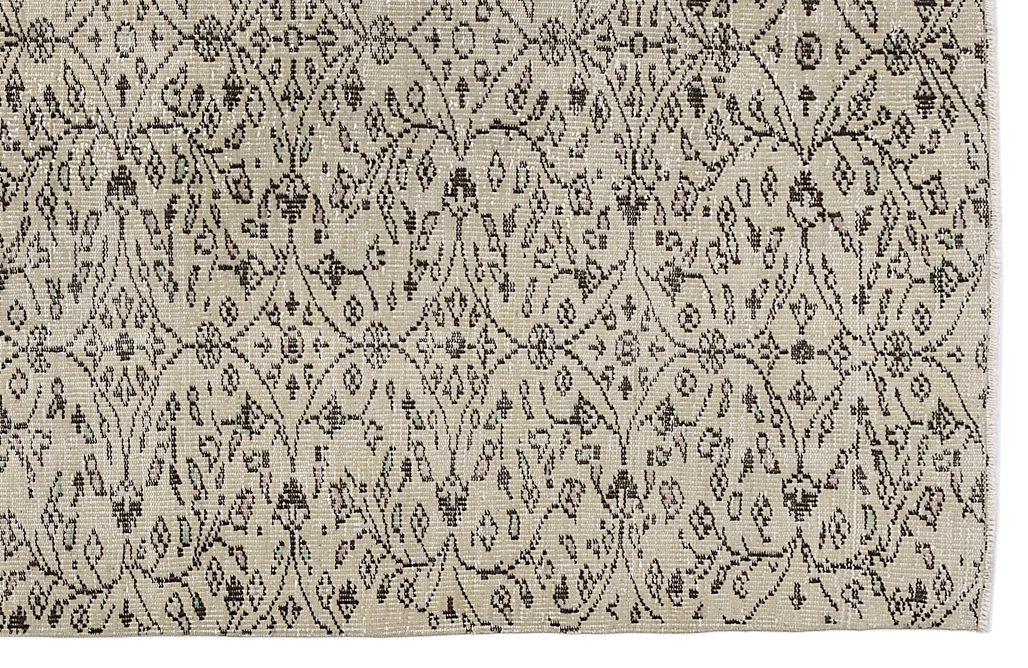Atina Beige Vintage Wool Handmade Area Rug 5'5" x 8'11"