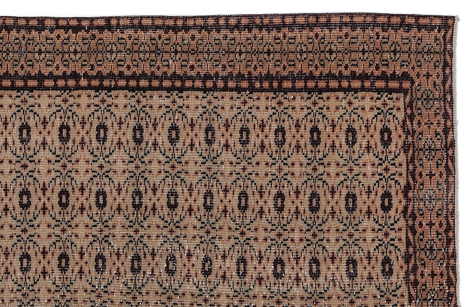 Atina Brown Vintage Wool Handmade Area Rug 5'7" x 9'0"