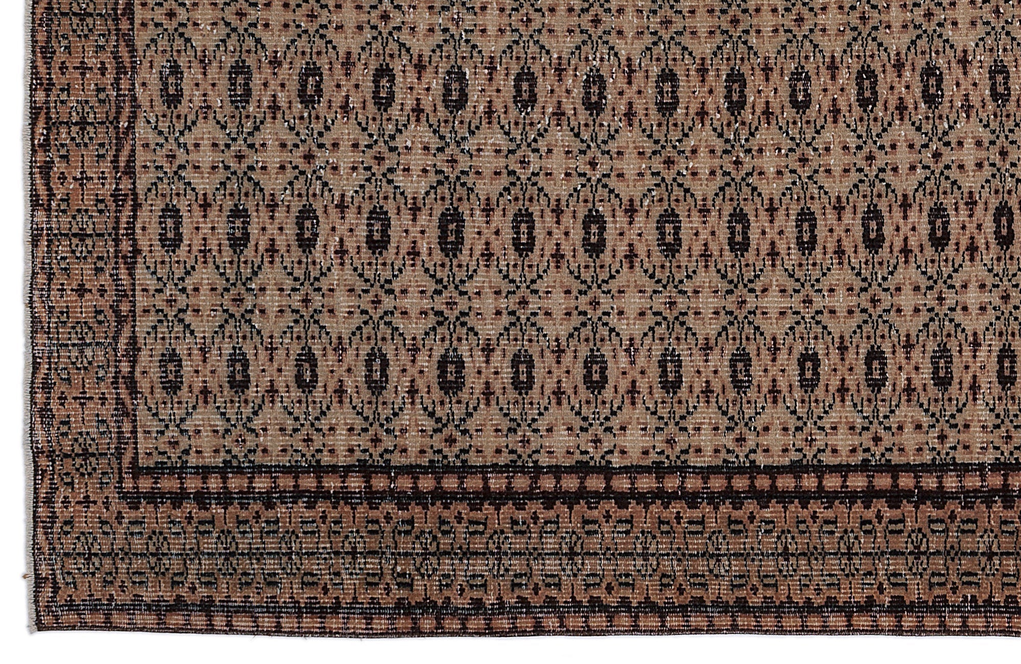 Atina Brown Vintage Wool Handmade Area Rug 5'7" x 9'0"
