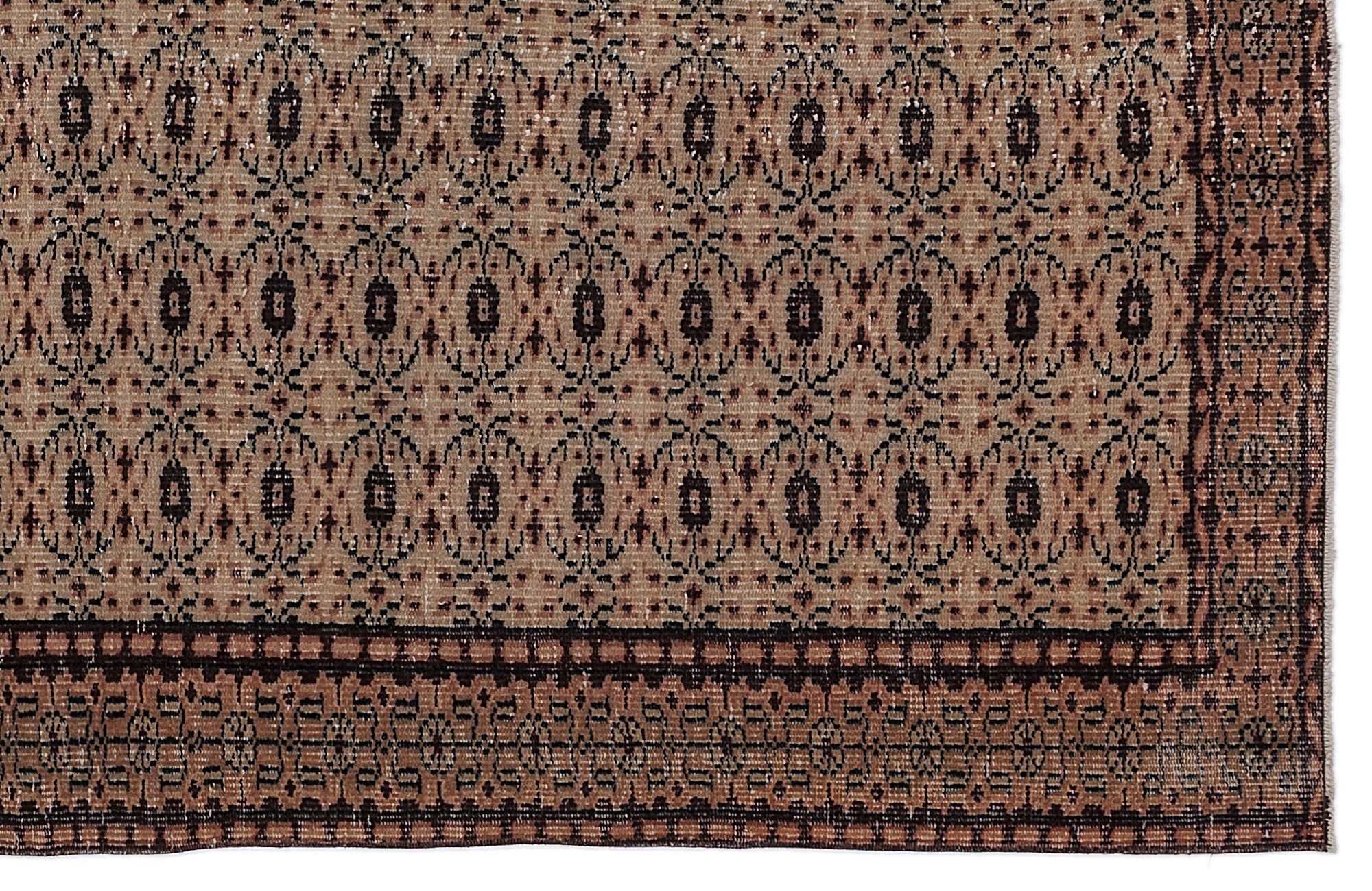 Atina Brown Vintage Wool Handmade Area Rug 5'7" x 9'0"