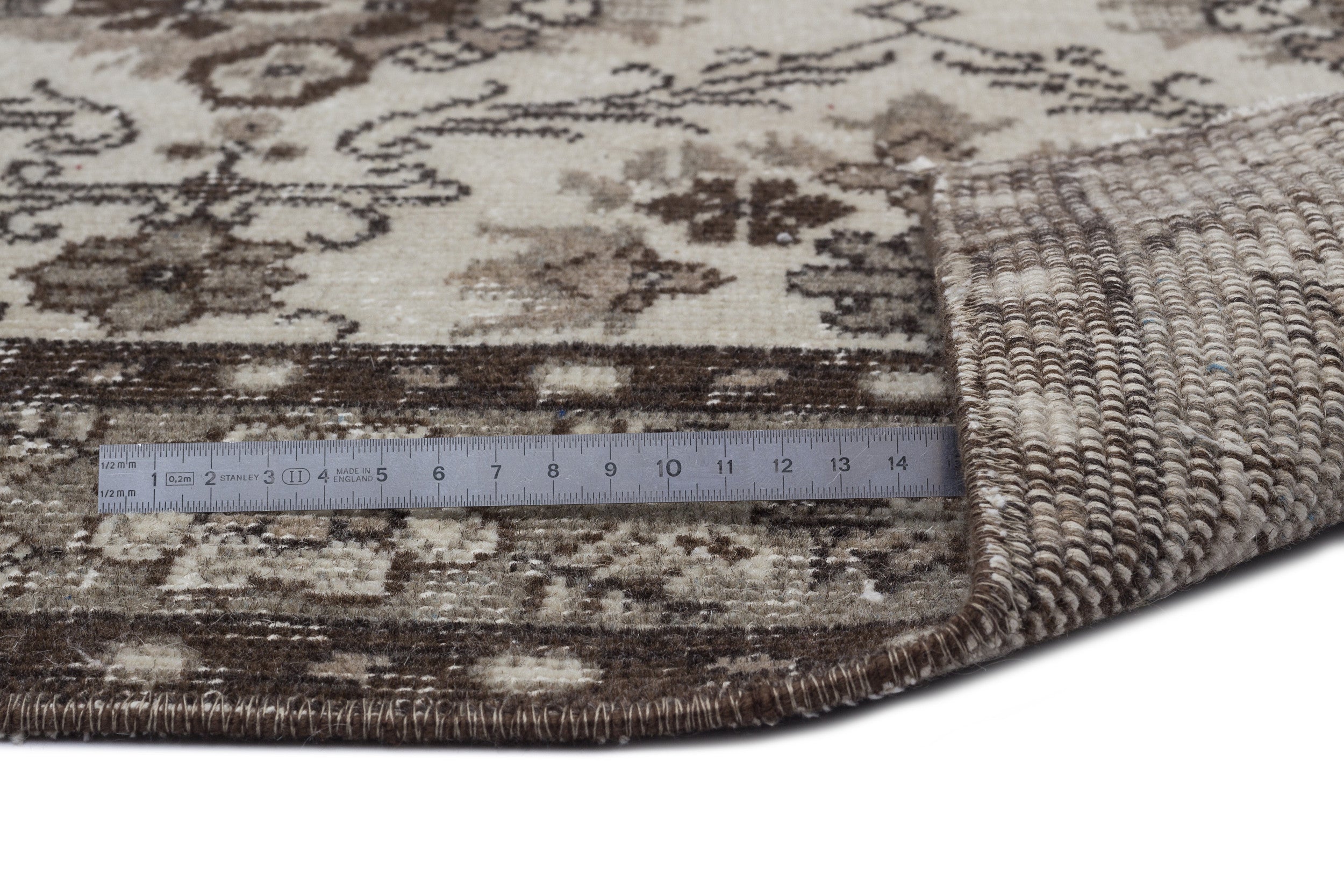 Atina Beige Vintage Wool Handmade Area Rug 5'0" x 8'1"