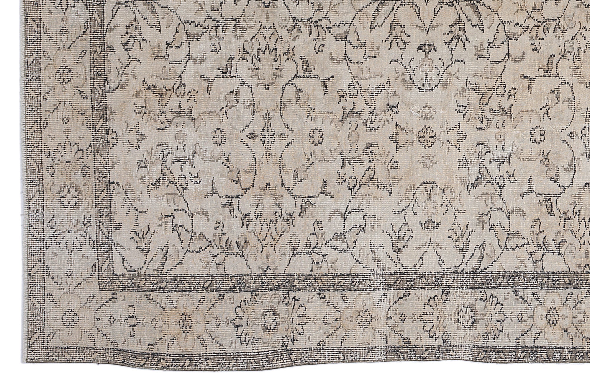 Atina 8891 Beige Vintage Wool Handmade Area Rug 5'10" x 9'4"