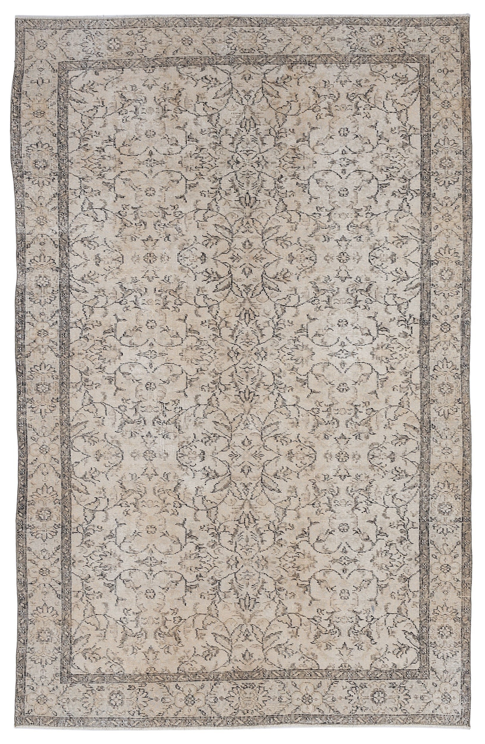 Atina 8891 Beige Vintage Wool Handmade Area Rug 5'10" x 9'4"