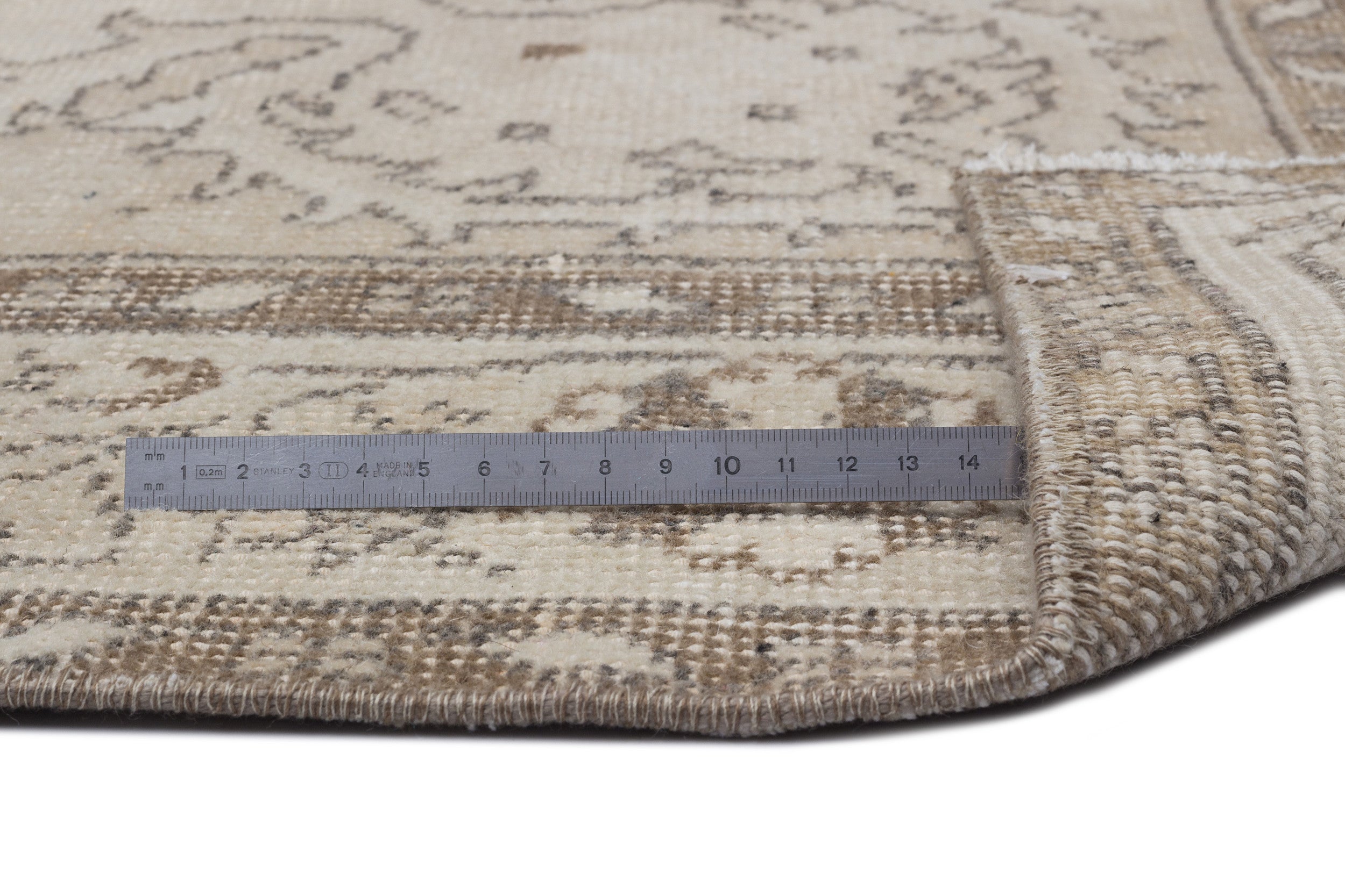 Atina Beige Vintage Wool Handmade Area Rug 5'6" x 9'1"