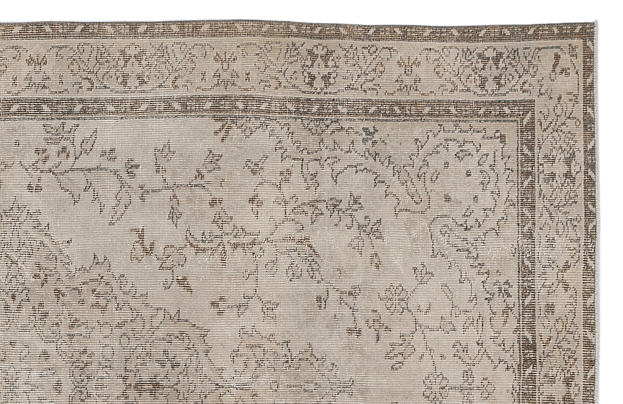Atina Beige Vintage Wool Handmade Area Rug 5'6" x 9'1"