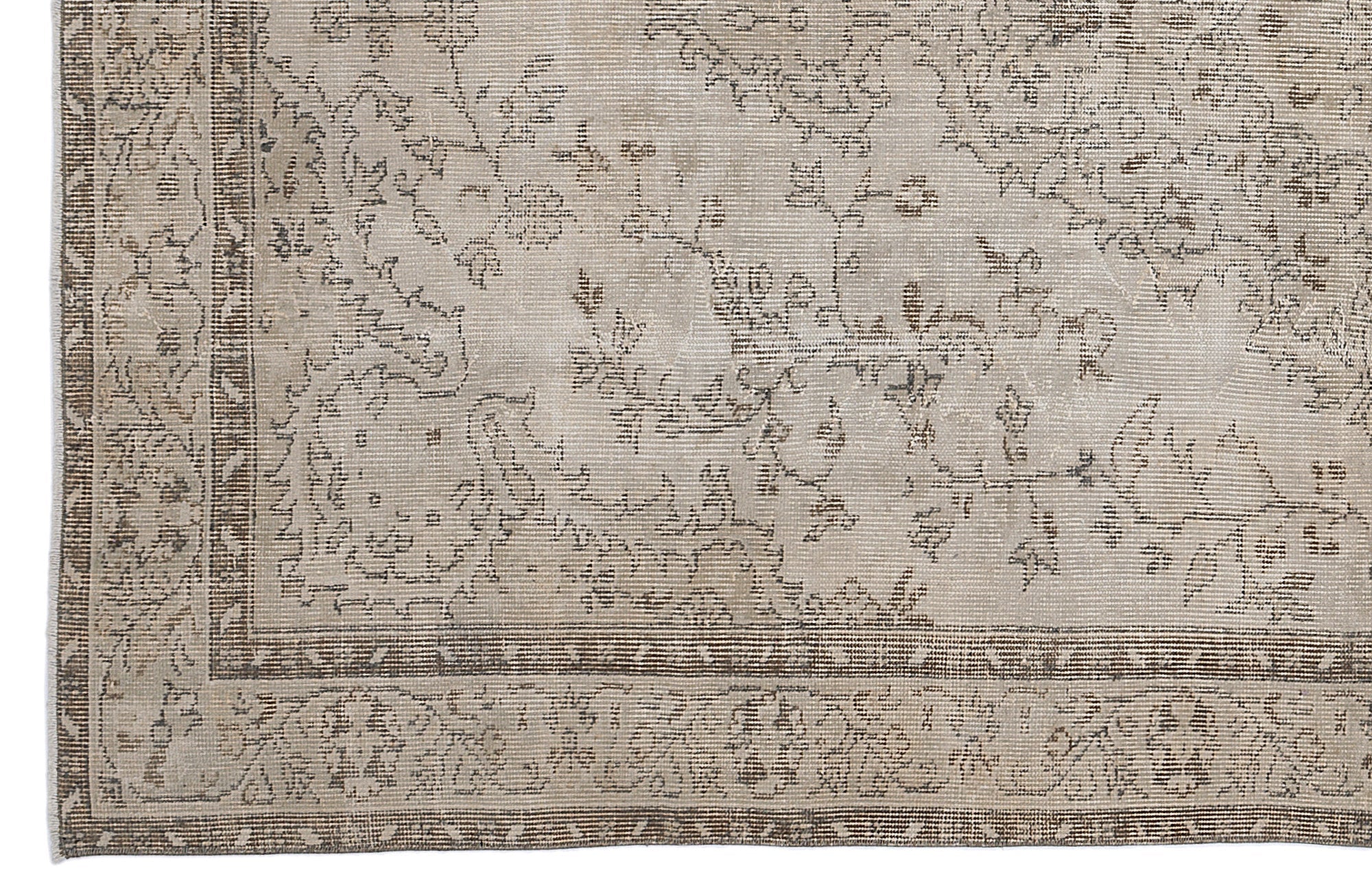 Atina Beige Vintage Wool Handmade Area Rug 5'6" x 9'1"