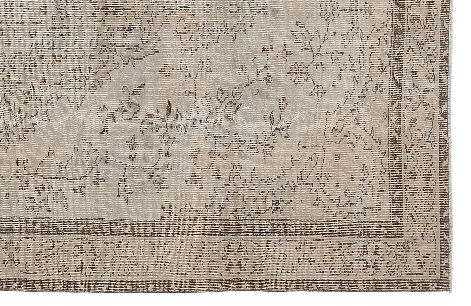 Atina Beige Vintage Wool Handmade Area Rug 5'6" x 9'1"