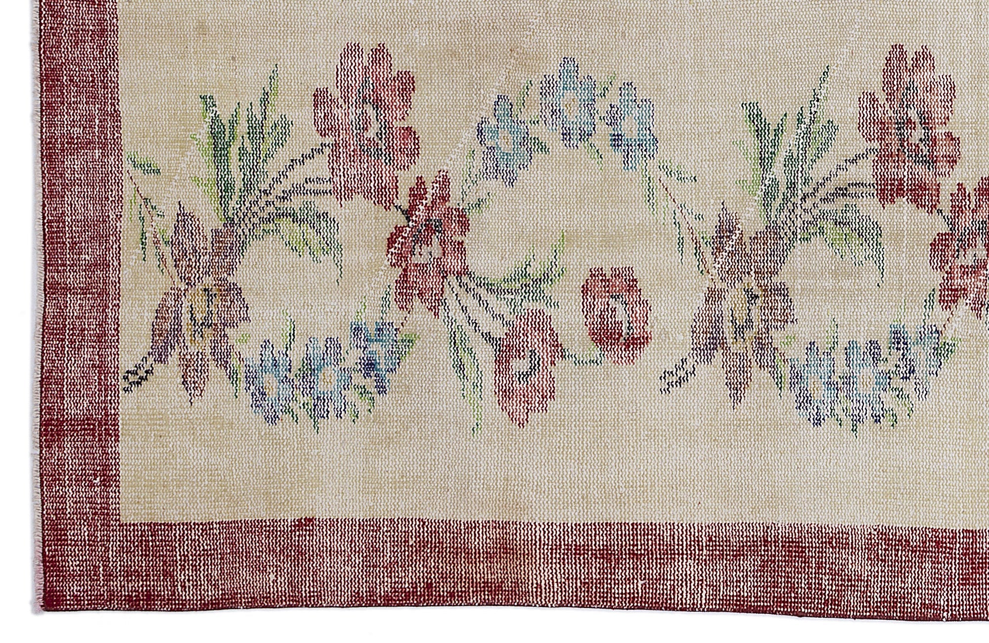 Atina Cream Vintage Wool Handmade Area Rug 5'7" x 8'8"