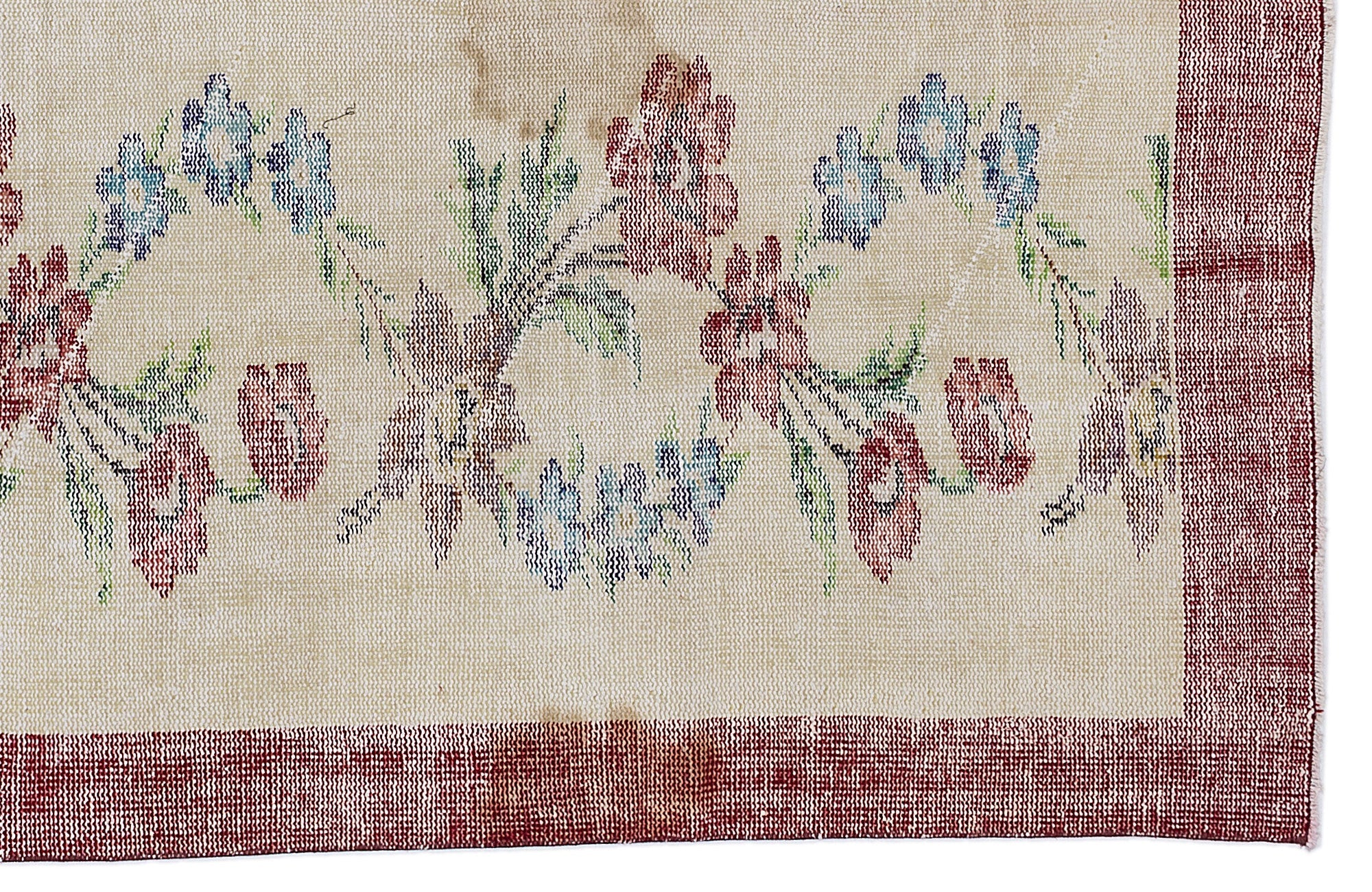 Atina Cream Vintage Wool Handmade Area Rug 5'7" x 8'8"