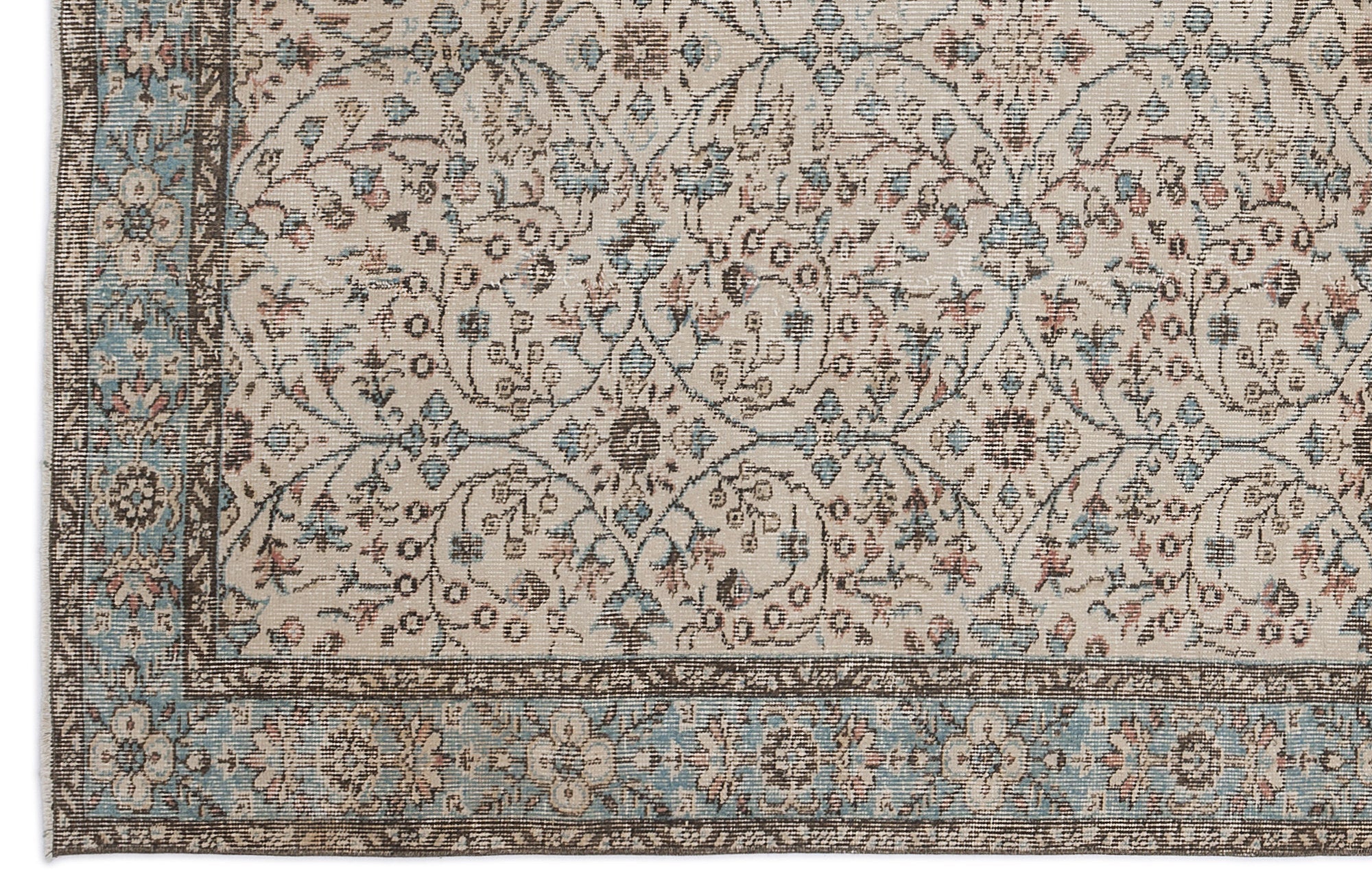 Atina 8952 Beige Vintage Wool Handmade Area Rug 5'2" x 9'2"