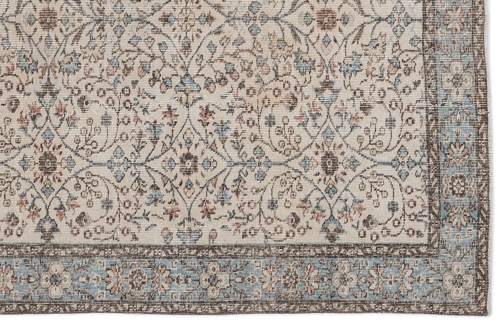 Atina 8952 Beige Vintage Wool Handmade Area Rug 5'2" x 9'2"