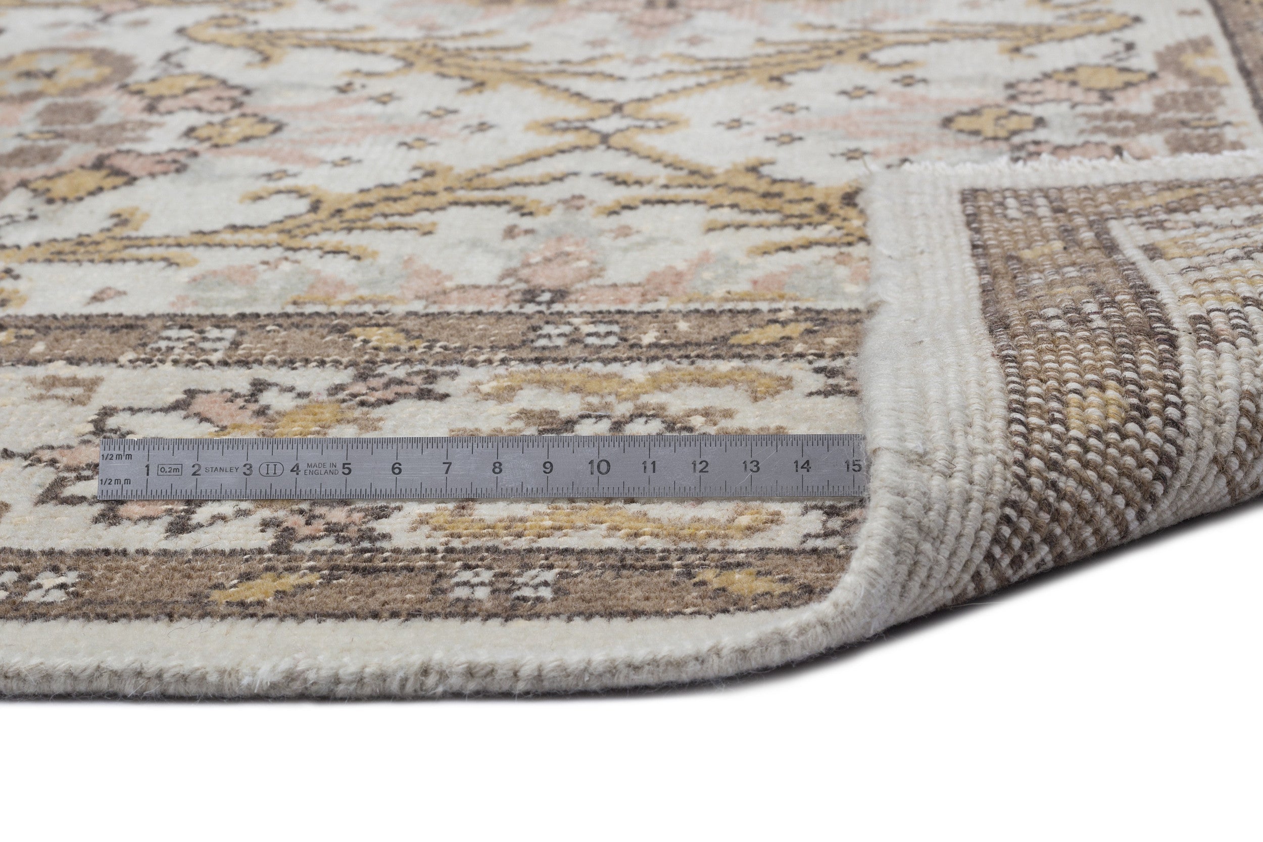 Atina Beige Vintage Wool Handmade Area Rug 6'3" x 9'9"