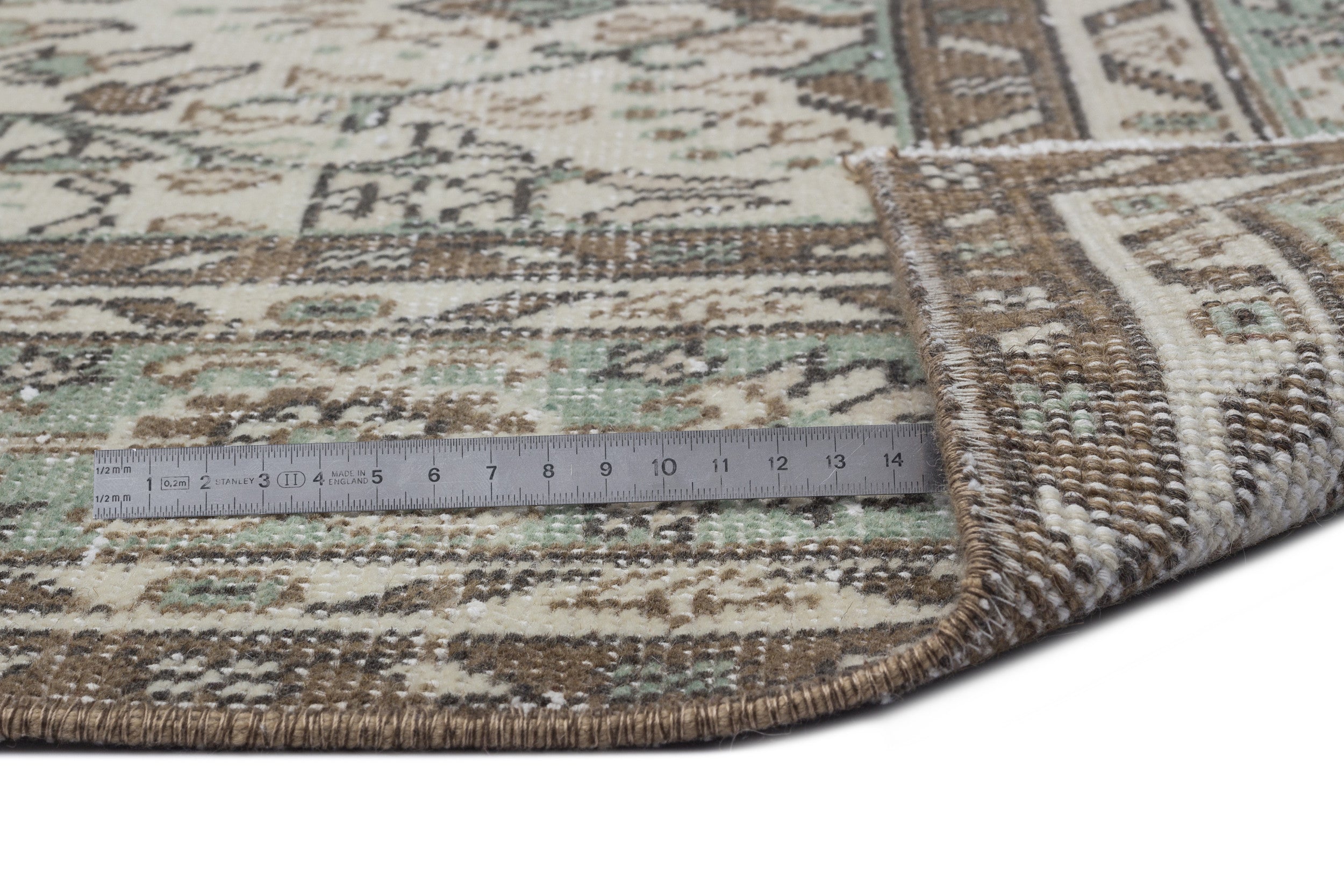 Atina Beige Vintage Wool Handmade Area Rug 6'6" x 10'3"