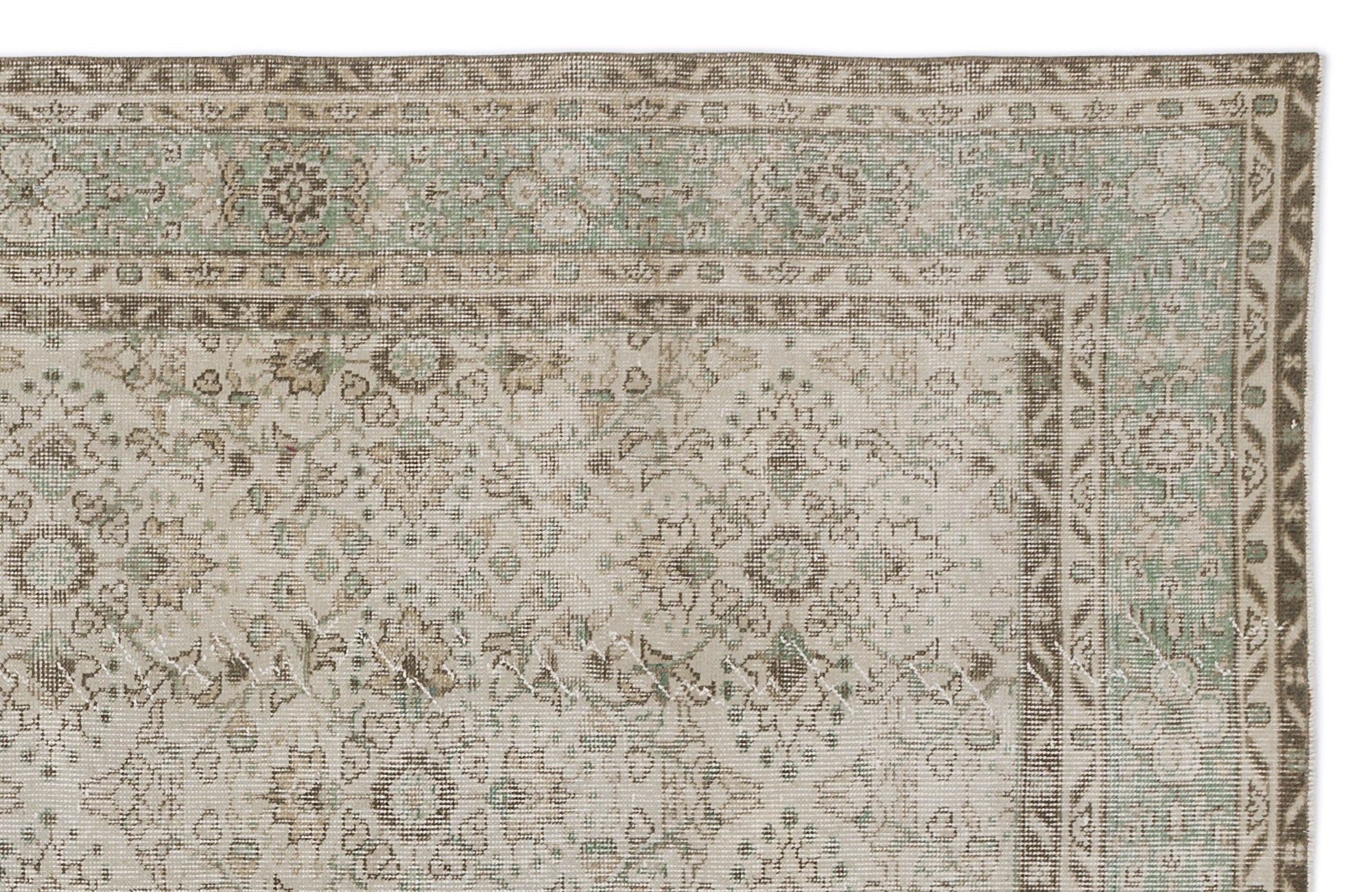 Atina Beige Vintage Wool Handmade Area Rug 6'6" x 10'3"