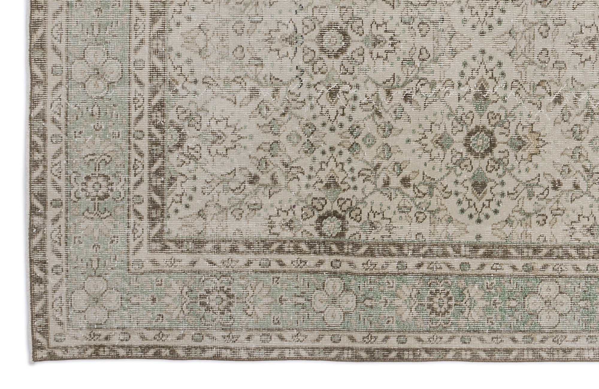 Atina Beige Vintage Wool Handmade Area Rug 6'6" x 10'3"