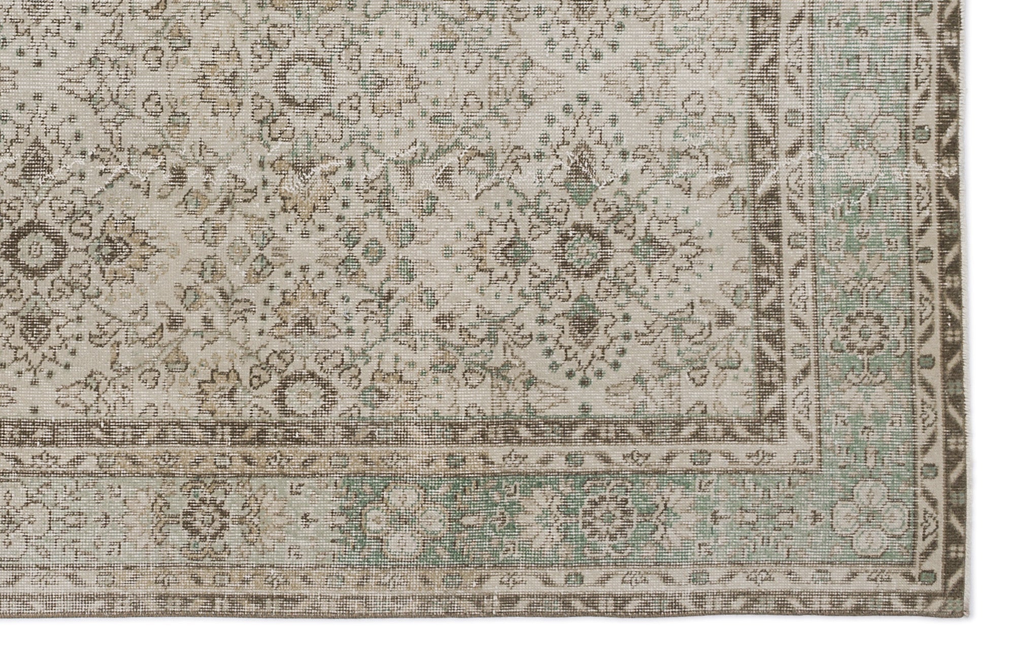 Atina Beige Vintage Wool Handmade Area Rug 6'6" x 10'3"