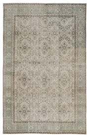Atina Beige Vintage Wool Handmade Area Rug 6'6" x 10'3"
