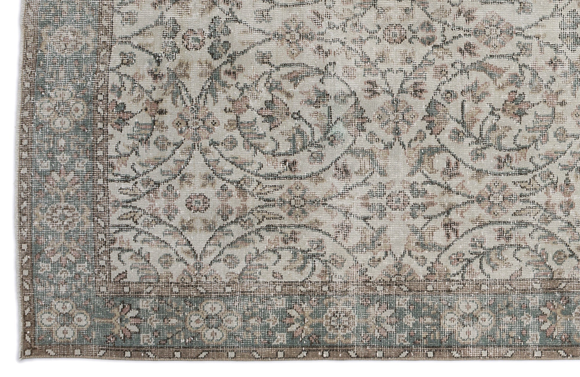 Atina 8998 Beige Vintage Wool Handmade Area Rug 5'6" x 9'10"