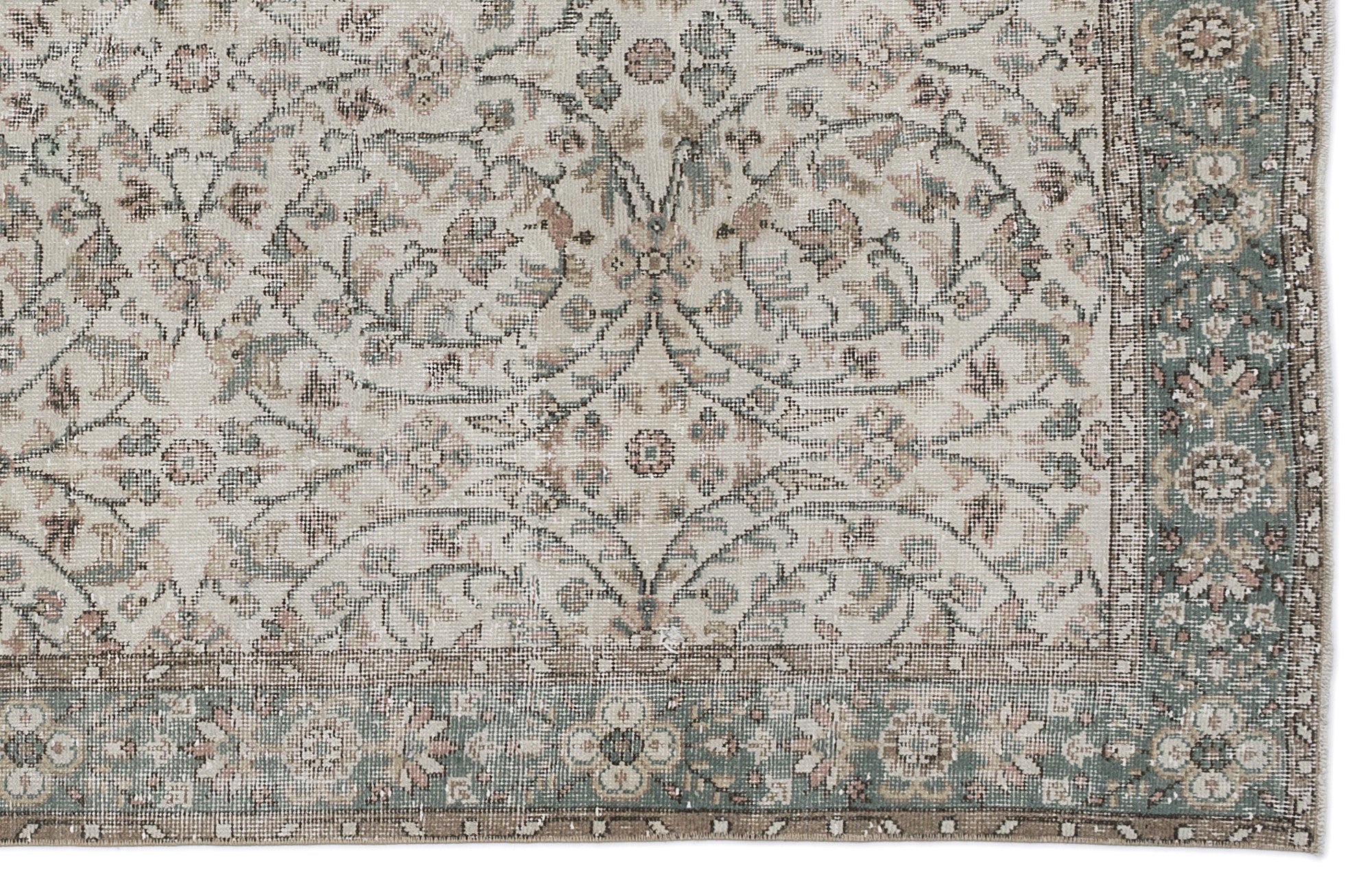 Atina 8998 Beige Vintage Wool Handmade Area Rug 5'6" x 9'10"
