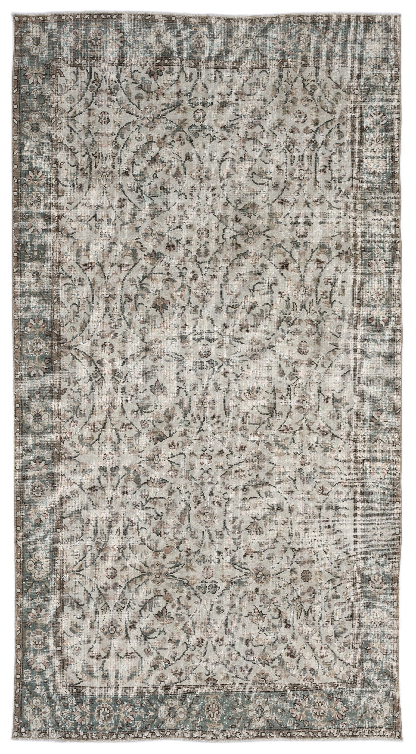 Atina 8998 Beige Vintage Wool Handmade Area Rug 5'6" x 9'10"