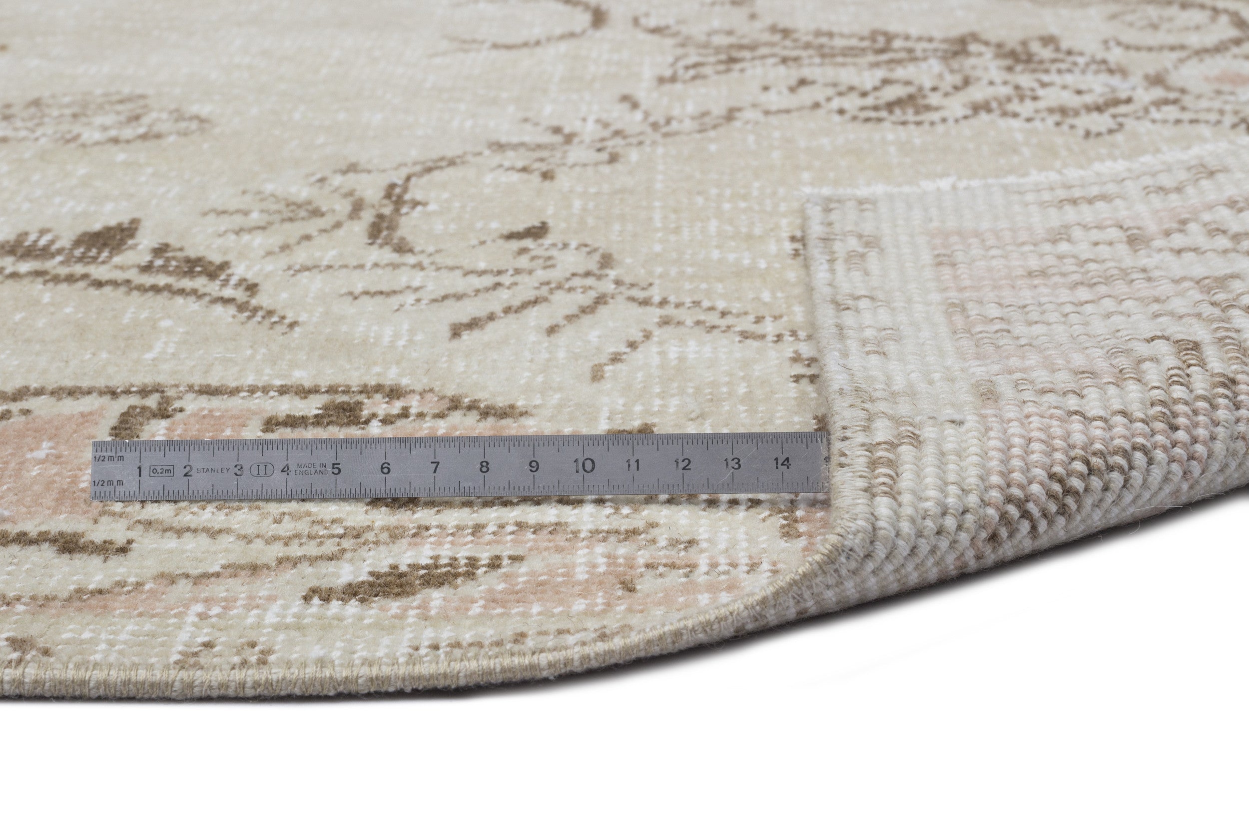 Atina Beige Vintage Wool Handmade Area Rug 5'6" x 9'9"