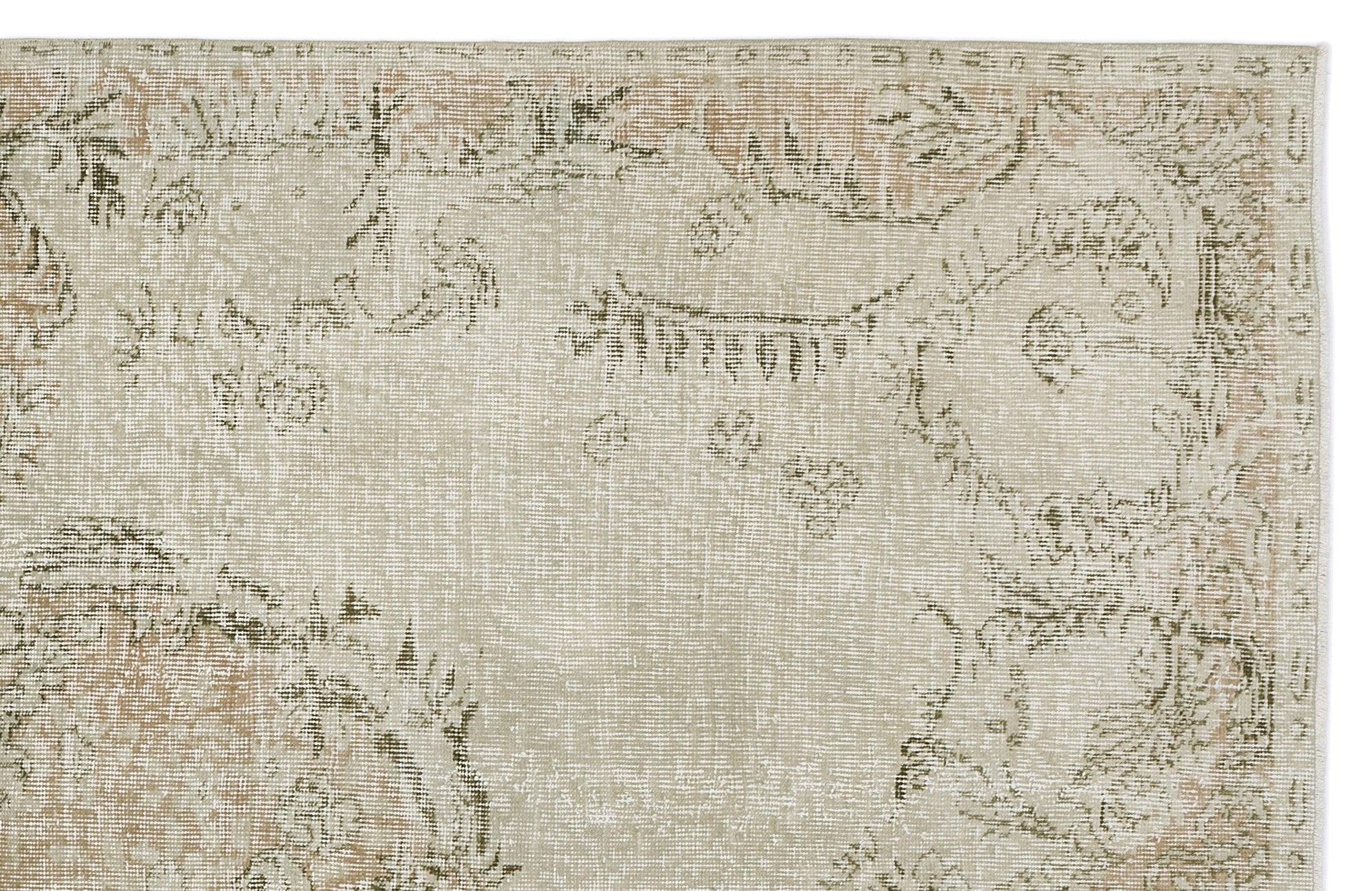 Atina Beige Vintage Wool Handmade Area Rug 5'6" x 9'9"