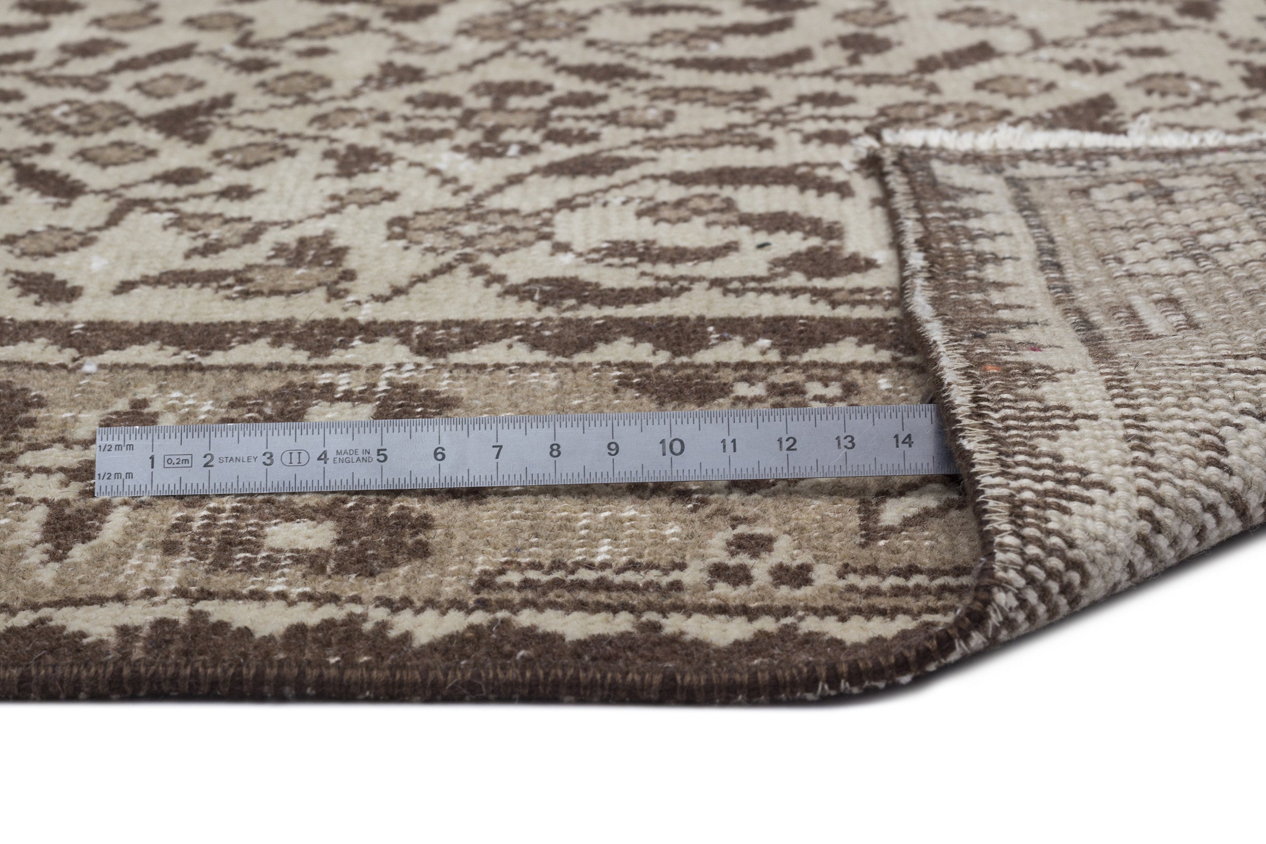 Atina 9004 Beige Vintage Wool Handmade Area Rug 3'9" x 6'11"