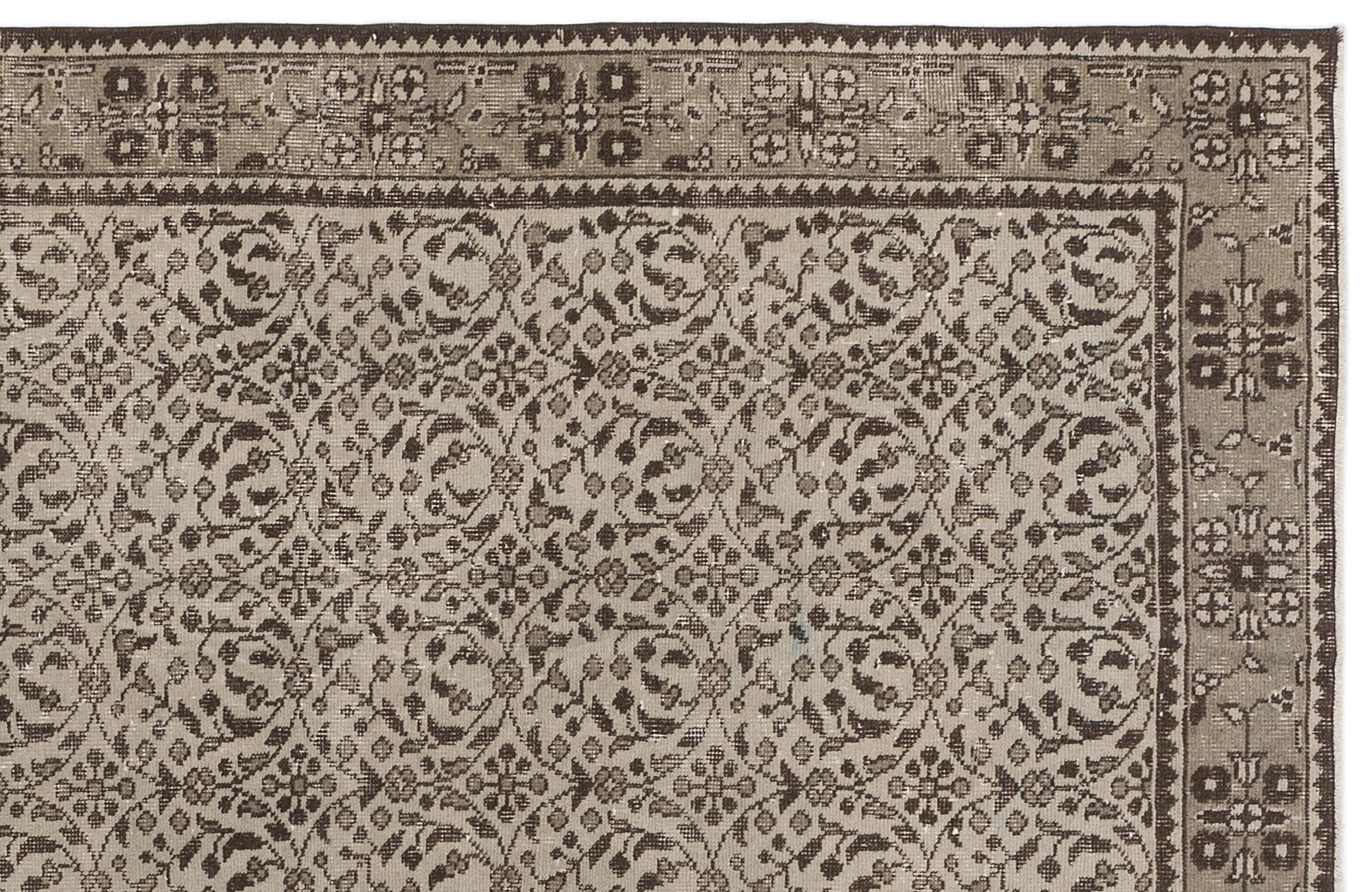 Atina 9004 Beige Vintage Wool Handmade Area Rug 3'9" x 6'11"