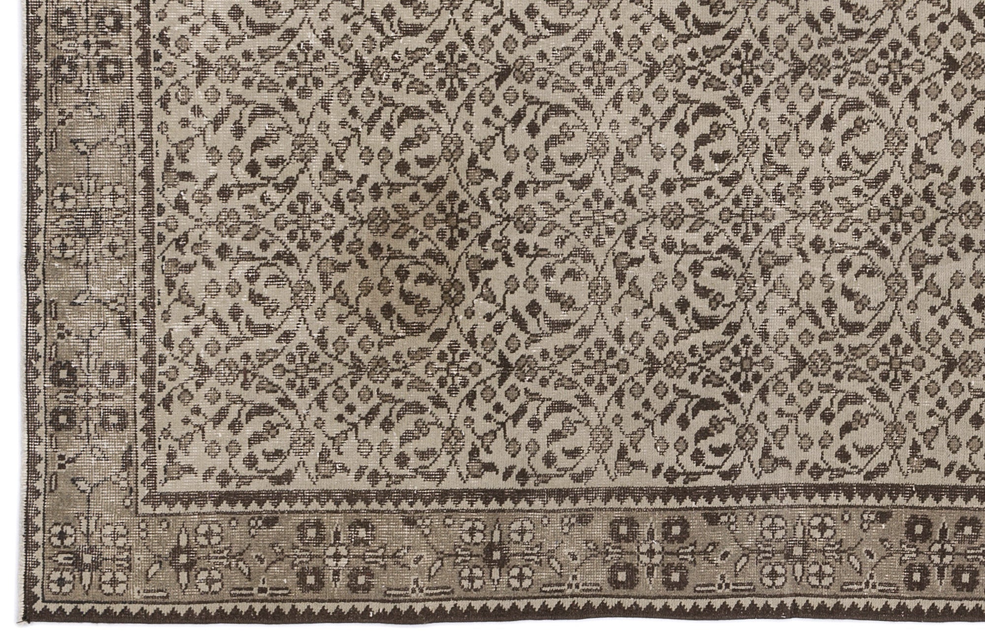 Atina 9004 Beige Vintage Wool Handmade Area Rug 3'9" x 6'11"
