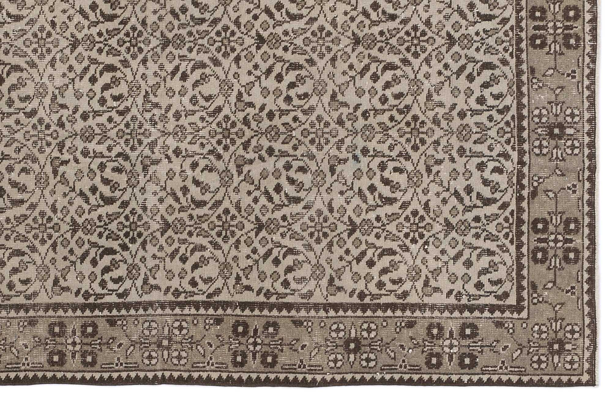Atina 9004 Beige Vintage Wool Handmade Area Rug 3'9" x 6'11"