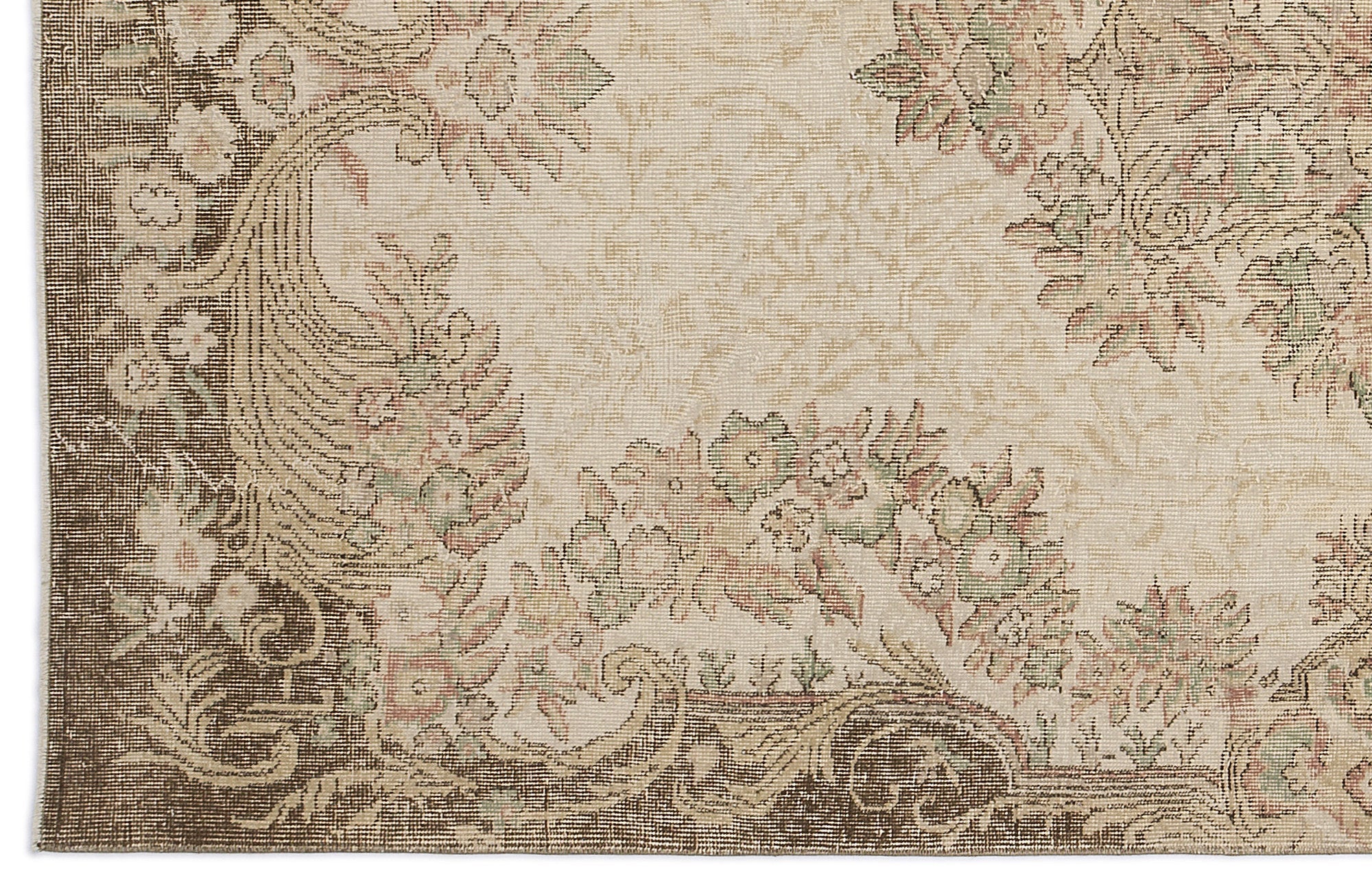 Atina 9008 Beige Vintage Wool Handmade Area Rug 5'6" x 9'6"